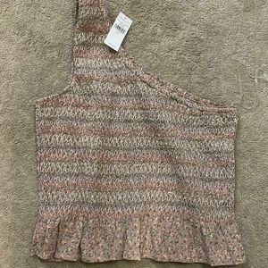 One shoulder smocked Top